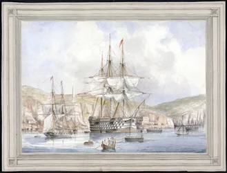 Vue de Malte (Näkymä Maltalla) - Charles Andrew Dycen (1816-1853) maalaus, akvarelli paperille (25,1x34,9 cm), noin 1849 - Yalen yliopisto (USA)