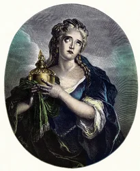 Adrienne Lecouvreur (1692-1730), ranskalainen näyttelijä "" Cornelia "" roolissa Pierre Corneillen "Mort de Pompee" -elokuvassa.