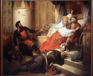 Äiti (Nathalie Narychkine, Natalia Narychkina) (1651-1694) pelasti Pietari I:n (tai Pietari Suuren) lapsena Streltsyn kansannousun (strelets) aikana vuonna 1682 (Äiti pelasti Pietari I:n lapsena Streltsyn aikana Kapina 1682). Maalattu
