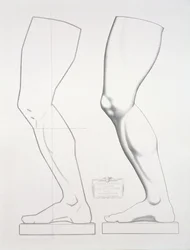 Germanicuksen jalka, levy 25 Cours du Dessinin osasta I: Modeles dapres la bosse, n. 1868 (litho harmaalla paperilla)