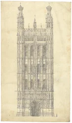 Piirustus parlamenttitalolle, n. 1836-1840 (kynä ja muste paperille)