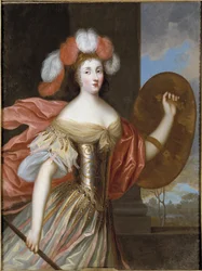 Olympe Mancini, Soissonsin kreivitär Athenana - Muotokuva Olympia Mancinista (1638-1708), Soissonsin kreivitär Athenana, Beaubrun, Charles (1604-1692). Öljy kankaalle. Koko: 130x99 cm. Tukholman kansallismuseo
