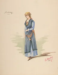 Pukusuunnittelu Andreille [a], lisävarusteiden kuvaus [b], 1889.