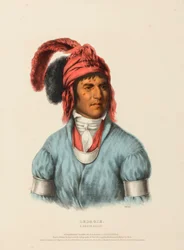 LEDAGIE. A CREEK CHIEF., kirjasta History of the Indian Tribes of North America.