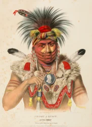 NE-SOU-A-QUOIT. A FOX CHIEF., kirjasta History of the Indian Tribes of North America.