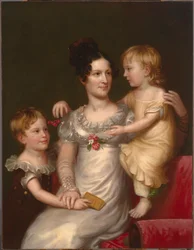 Sarah Weston Seaton lastensa Augustine ja Julia kanssa, c. 1815.