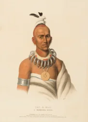 TAI-O-MAH. A MUSQUAKEE BRAVE., kirjasta History of the Indian Tribes of North America.