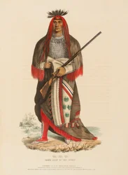 WA-NA-TA. SIOUXIEN GRAND CHIEF, kirjasta History of the Indian Tribes of North America (Pohjois-Amerikan intiaaniheimojen historia).