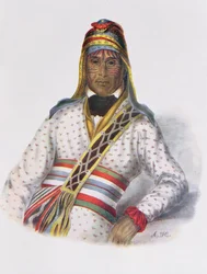 Yoholo-Micco, puron päällikkö, 1825, kuvitus teoksesta "The Indian Tribes of North America, Vol.2", Thomas L. McKenney ja James Hall, pub. Kirjailija: John Grant (väri litho)
