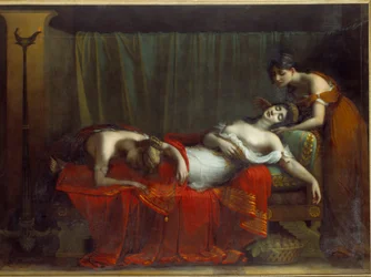 Kleopatren kuolema. Charles Boulanger de Boisfremontin (1773-1838) maalaus