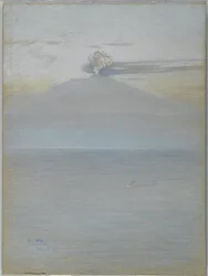 Näkymä Vesuviukselle: Vaikutus klo 11.25, 21. joulukuuta 1913 (pastelli harmaansiniselle kudospaperille)