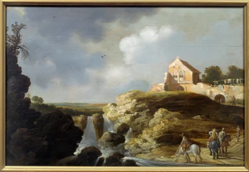 italialainen maisema. Carel De Hoochin maalaus (? - 1638)