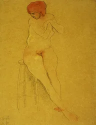 Istuva alaston