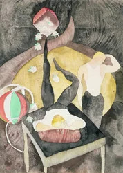 Kaksi Acrobat Juggleria, 1916 (wc paperilla)