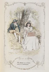 "Hän ihailee rakastajana, ei tuntijana", kuvitus kirjasta "Sense and Sensibility"