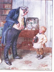 Millaisia taipumuksia teillä on kuuden pennyn suhteen?, kuvitus teoksesta ”Tohtori Marigoldin resepti”, 1910