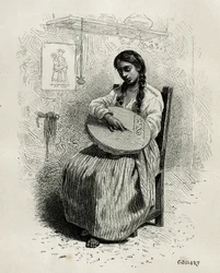 Brodeeraaja Salentossa, Quindion alueella (Kolumbia), kaiverrus Ch.Delort, havainnollistamaan E.Andren tarinaa America Equinoxialesta, Ranskan hallituksen lähetystyö, julkaistu tour du mondessa, Edouardin johdolla. Charto