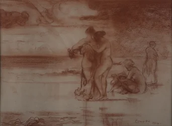 Alastonkylpy, 1904 (punainen liitu paperille)