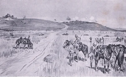 Vryheidin helpotus, teoksesta After Pretoria: The Guerilla War, jonka on julkaissut Harmsworth Bros Limited, 1901.