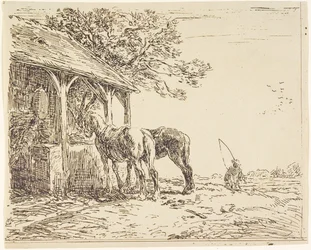 Hevoset tallilla, 1800-luku (kliseeverre tai heliografi)