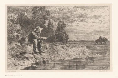 Kalastaja vedessä Peche au gardon