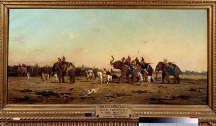 Intialainen metsästys. Charles de Tourneminen (1812-1872) maalaus