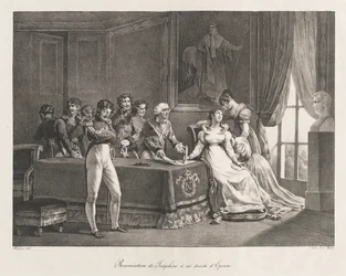 Josephine luopumassa oikeuksistaan, aikaisin 1800-luku (litho)