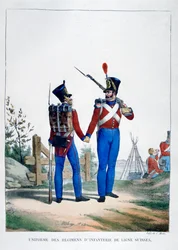 Sveitsin jalkaväen rykmentin univormu, Ranska, 1823.