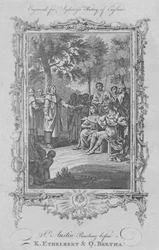 Pyhä Augustinus saarnaa kuningas Ethelbertin ja kuningatar Berthan edessä, 1773.