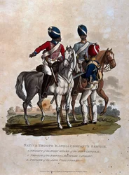 Alkuperäisjoukot, Itä-Intian yhtiön palvelu, kenraalikuvernöörin ruumisvartioston joukot, Bengalin sotamies, julkaisusta "British Imperiumin armeijan puvut, viimeisimmän ilmoituksen mukaan"