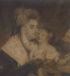 Lady Dashwood ja hänen poikansa, n. 1785.