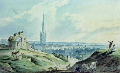 Näkymä Norwichiin Mousehold Hilliltä, lähellä Kettsin linnan rauniot