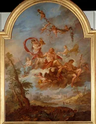 Jupiter palvelee Hebe Hebe, Jupiterin tytär palvelee isäänsä juhlan aikana. Charles Joseph Natoiren maalaus (Charles-Joseph Natoire