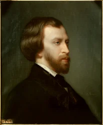 Muotokuva Alfred de Mussetista (1810-1857), ranskalainen runoilija vuonna 1854 Charles Landellen (1812-1908) maalaus