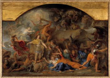 Hollannin sota (1672-1679): "" Franche-Comte valloitti toisen kerran vuonna 1674"" Charles Lebrunin (Le Brun) (1619-1690) maalaus 1600-luvun su. 0,93x1,4 m