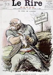 Georges Clemenceau (1841-1929) ranskalainen poliitikko, Leandren sarjakuva, jossa hän näyttää juoksuhaudtojen puhdistajana, julkaistu Le Rire -lehdessä 16.2.1918.