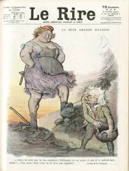 Kuva Charles Leandresta (1862-1934) Le Riren kanteen, 30.9.22 - Suurin illuusio - Saksa Preussi, Englanti Iso-Britannia, Korvaukset - Marianne, David Lloyd George (1863-1945) - Trivialite