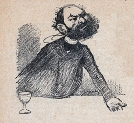 Leon Bourgeois (1851-1925) Ranskan valtiomies - kaiverrus Paul Bosqin kirjaan "Our Dear Suvereign" - kuvitus Charles Leandre (1862-1934) 1898 -