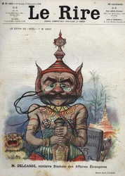Theophile Delcasse (1852-1923), ranskalainen poliitikko - Naurujen gootti, nro. XXXVI, M. Delcasse, Siamin ulkoministeri - Charles Leandren sarjakuva - (6. joulukuuta 1902)