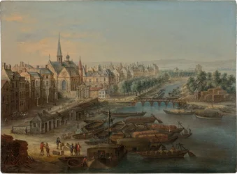 Näkymä Arsenalille, Saint Paulin satamaan ja quai des Célestinsille Pariisissa, 1730-luku.