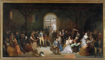 Terrorin viimeisten uhrien vetoomus Pyhän Lasaruksen vankilassa heinäkuussa 1795 Charles Louis Mullerin (1815-1892) maalaus 1795 su. 5,05 x 8,90 m