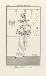 Morning negligee, Costumes Parisien, pub. 1913 (stencilprint)