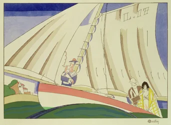 Purjehdus, n. 1920 (stensiili paperille)