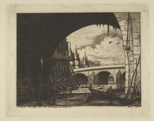 Kaarikäytävä, Pont Nôtre-Dame, Pariisi, teoksesta ”Etchings of Paris”