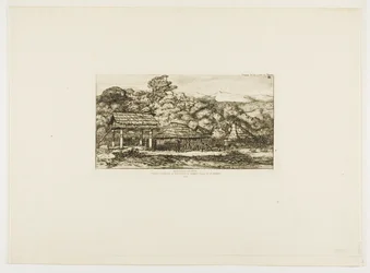 Alkuperäiskansojen latoja ja majoja Akaroassa, Banksin niemimaalla, 1845.