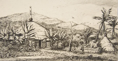 Uusi-Kaledonia: Suuri alkuperäiskota Baladesta Pueboon johtavalla tiellä, 1845, 1863.