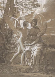 Muse Erato kirjoittaa säkeitä rakkauden innoittamana, n. 1797.