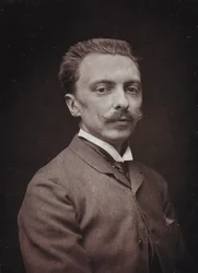 Taiteellinen ja elämäkerrallinen albumi, 5. vuosi, Salon 1885; muotokuva ranskalaisesta taidemaalari Alfred Paul Marie de Richemontista (1857-1911)