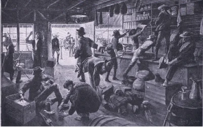 Buurit ryöstävät kauppaa Grange Riverin kiinteistössä, kuva Pretorian jälkeen: Sissisota, 1902