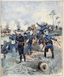 Komentaja Faurax kuoli Dogban taistelussa 19. syyskuuta 1892 Dahomeyssa (nykyinen Benin) vuoden 1892 aquerelle de Morelin jälkeen.